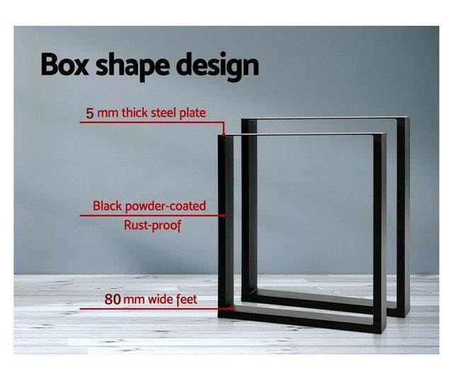 Set 2 bucati picioare masa /mobilier Profil Lat , BalustradeTM, 35cm H x 34cm L x 8 cm, metal, negru