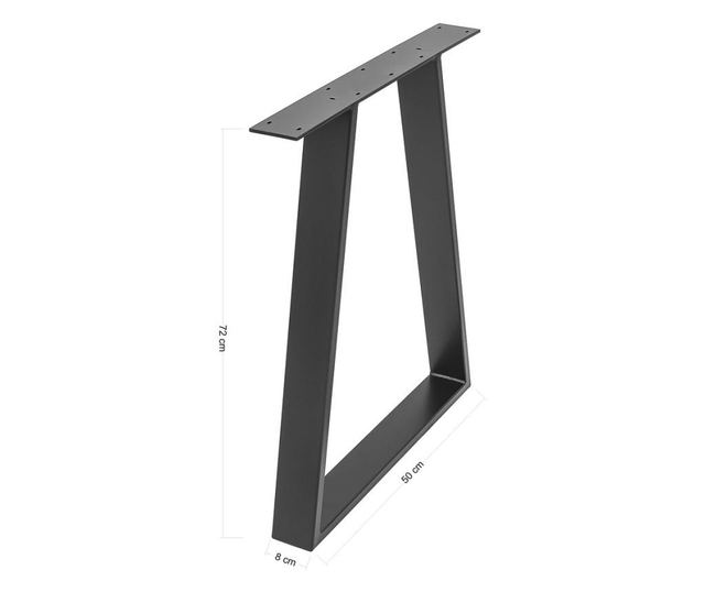 Set 2 picioare masa stil scandinav Trapez, 72 cm H x 50 cm L , Profil Lat, Vopsire in camp electrostic, Finisaje Premium, Balust