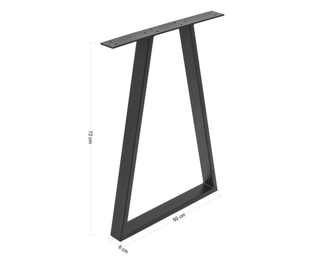 Set 2 picioare masa stil scandinav Trapez, 72 cm H x 50 cm L , Profil Lat, Vopsire in camp electrostic, Finisaje Premium, Balust
