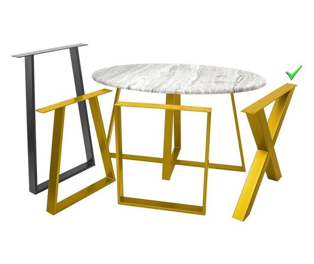Set 2 picioare masa stil scandinav Tapez, 72 cm H x 50 cm L , Profil Lat, Vopsire in camp electrostic, Finisaje Premium, Balustr