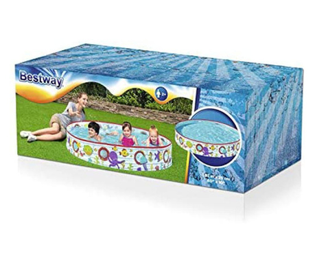 Piscina de expansiune pentru copii, Bestway, PVC, Model animale marine, 2 ani+, 152 x 25 cm, Multicolor, 55029