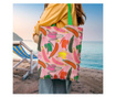 Geanta de plaja handmade tote liner cu captuseala, pattern cu banane, multicolor, 45x37 cm