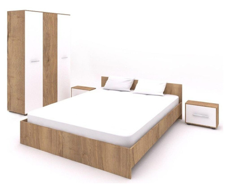 Set dormitor mirel 3 usi cu pat 160x200 cm stejar sonoma