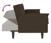 Canapea extensibilă cu 2 locuri, 2 perne, maro închis, textil