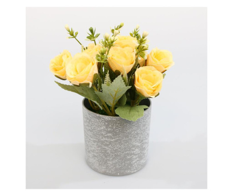 Жълти пластмасови рози в саксия 18 см