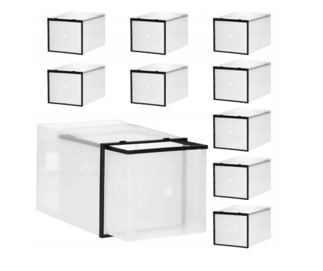 Set 10 cutii organizare Sersimo pentru pantofi, 20x20x28cm, transparent