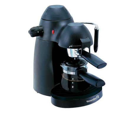 Espressor cafea Hausberg HB-3710, 650 W, 3.5 Bar, 4 cesti, 2 functii, Negru