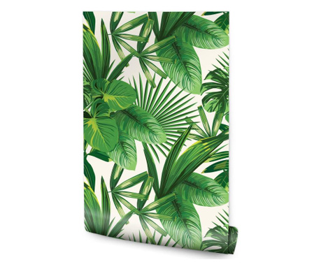 Tapéta Trópusi zöld növényzet Vlies, 3D hatás, Természet, Virágok, Modern dizájn, Könnyen 1000x53cm