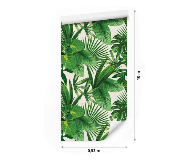 Tapet Pentru Dormitor Frunze Tropicale Verde Natură  1000x53cm