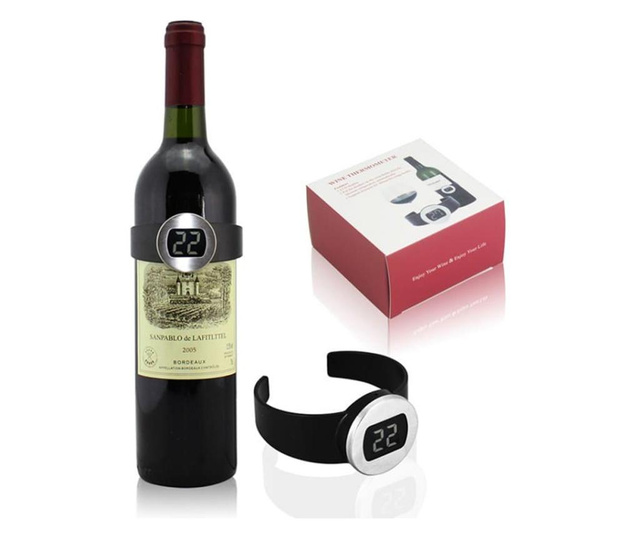 Termometru digital extern pentru sticla de vin, sampanie wt01 - negru