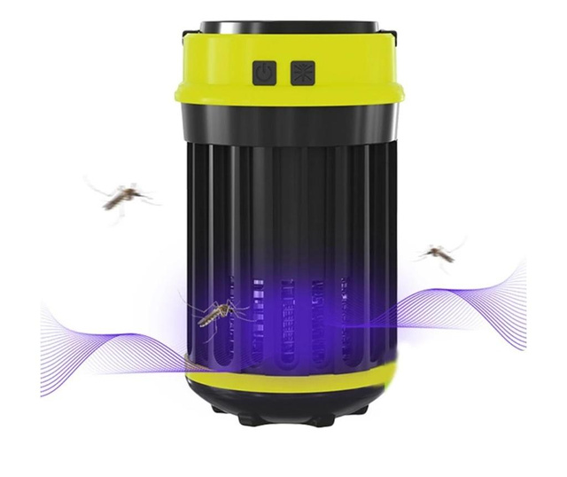 Lampa 3 in 1 electrica de camping impotriva insectelor uv reincarcabila prin usb negru,verde