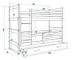Двуетажно детско легло, сиво INTERBEDS RICO 196 X 87см