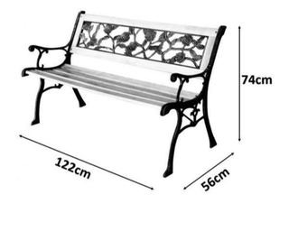 Banca de gradina fier forjat si lemn 122cm