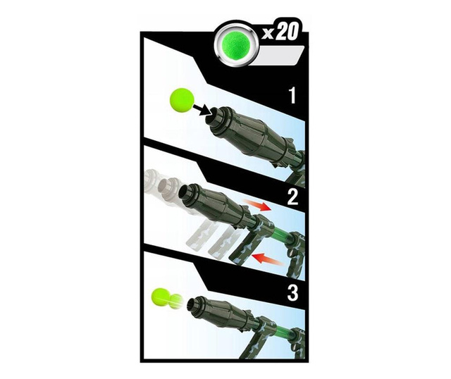 Играчка пушка с въздушно налягане, с 20 топки от пяна и 6 пластмасови чаши