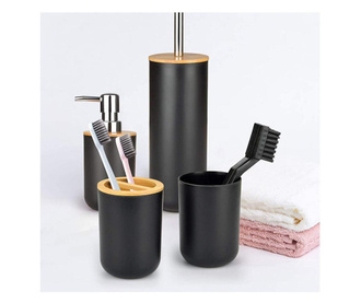 Set pentru baie cu 6 accesorii - negru - bambus - timor