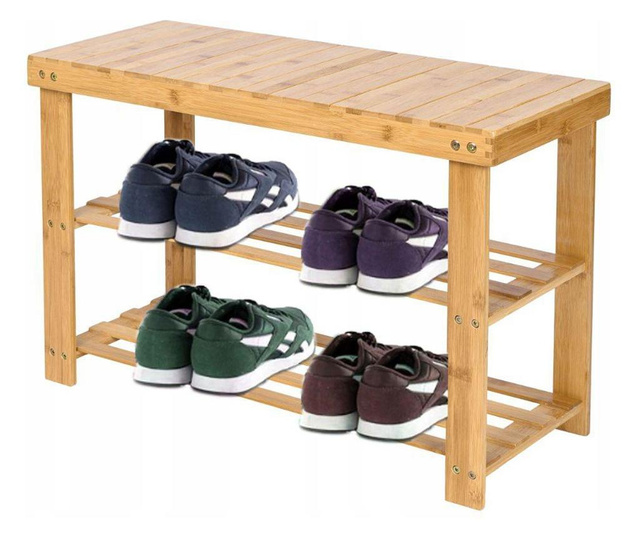 Бамбукова пейка с рафтове за обувки Milos 68.5 х 45 х 25.5 см