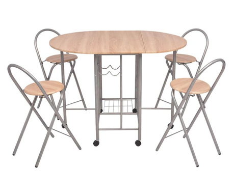 Set masă și scaune de bucătărie pliabile din MDF, 5 piese
