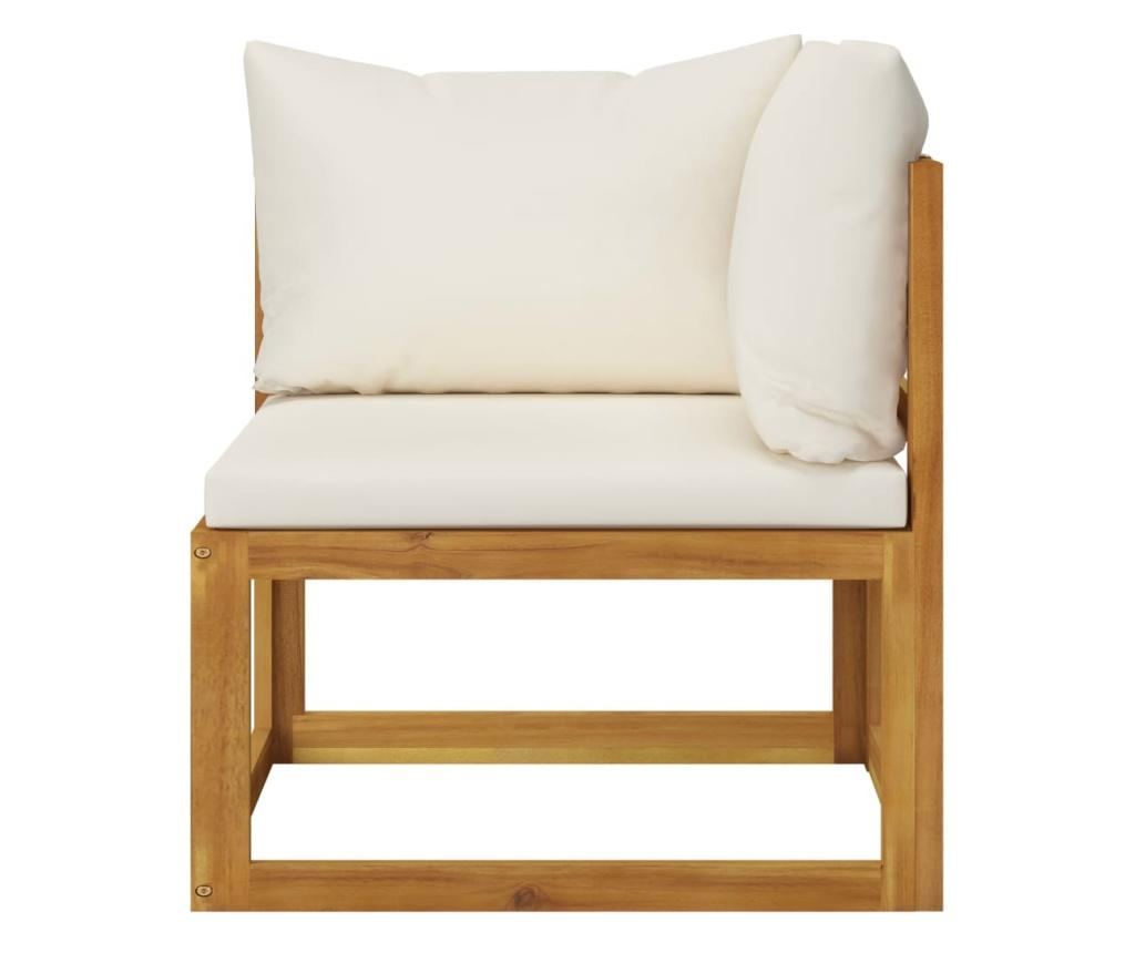 Градински комплект с кремави възглавници, 4 части, акация масив - 10