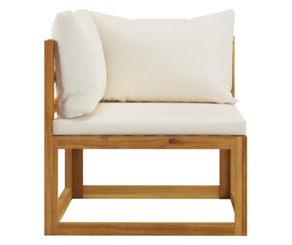 Градински комплект с кремави възглавници, 4 части, акация масив - 12