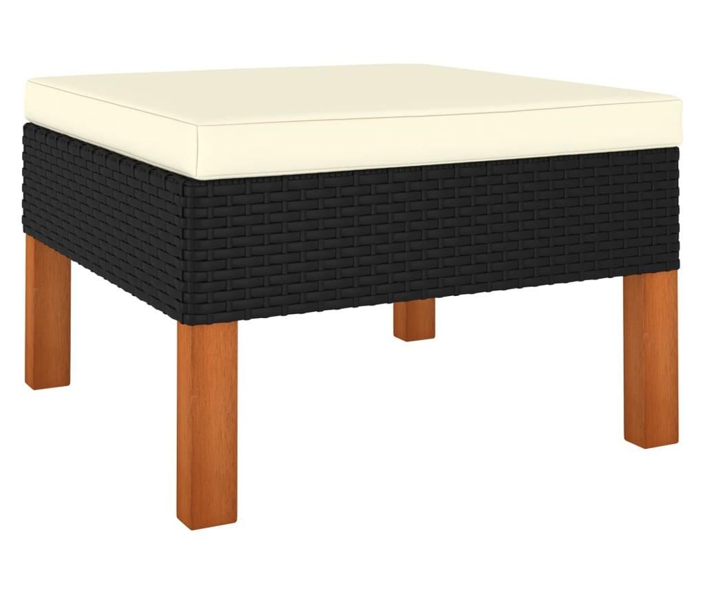 4-dijelna vrtna garnitura od poliratana s jastucima crna - 8