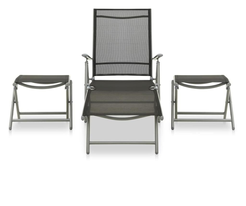 Set vrtnega pohištva, 3 kosi, srebrna tekstilena in aluminij - 2
