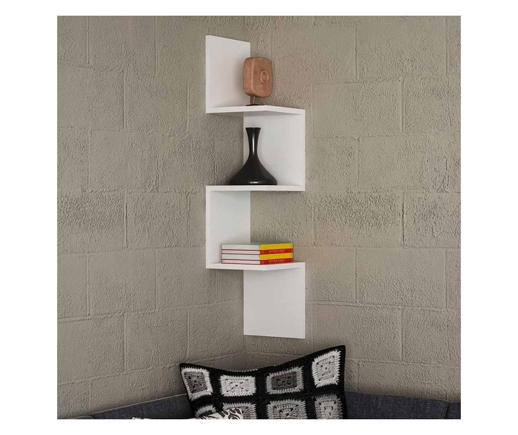 Furny Home 756FRN1616 Fali polc, 105,4x25 cm, Laminált faforgács, 3 szintes, Sarok, Fehér - 2