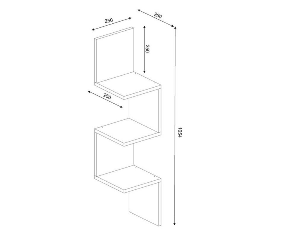 Furny Home 756FRN1616 Fali polc, 105,4x25 cm, Laminált faforgács, 3 szintes, Sarok, Fehér - 4