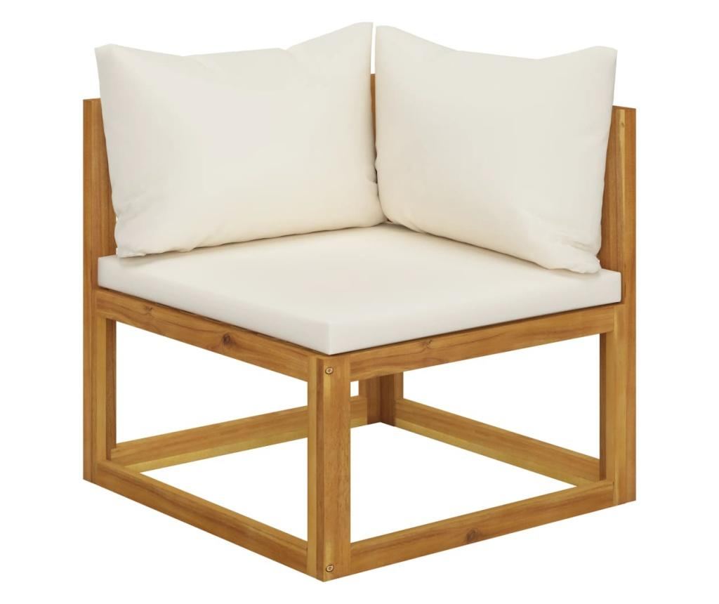 Градински комплект с кремави възглавници, 4 части, акация масив - 6