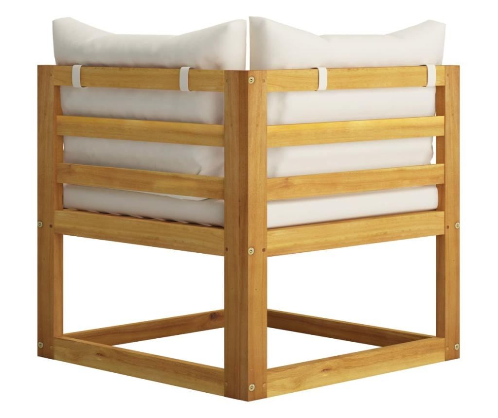 Градински комплект с кремави възглавници, 4 части, акация масив - 13