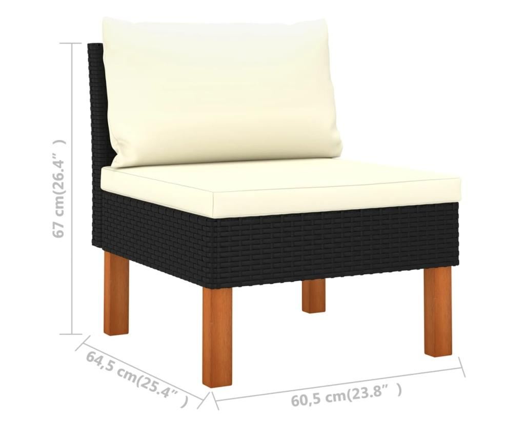 4-dijelna vrtna garnitura od poliratana s jastucima crna - 15