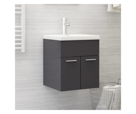 Долен шкаф за мивка, сив гланц, 41x38,5x46 см, ПДЧ