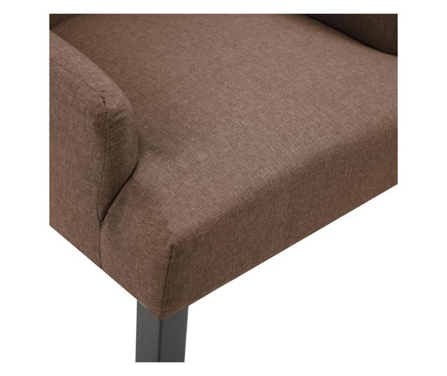 Kuhinjska stolica s naslonima za ruke, smeđa, tekstilni materijal