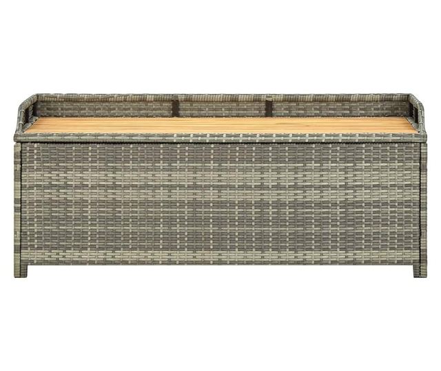 Bancă de depozitare pentru grădină, gri, 120 cm, poliratan