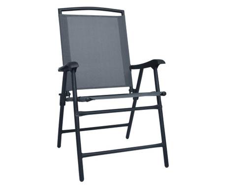 Сгъваеми градински столове, 2 бр, textilene, сиви