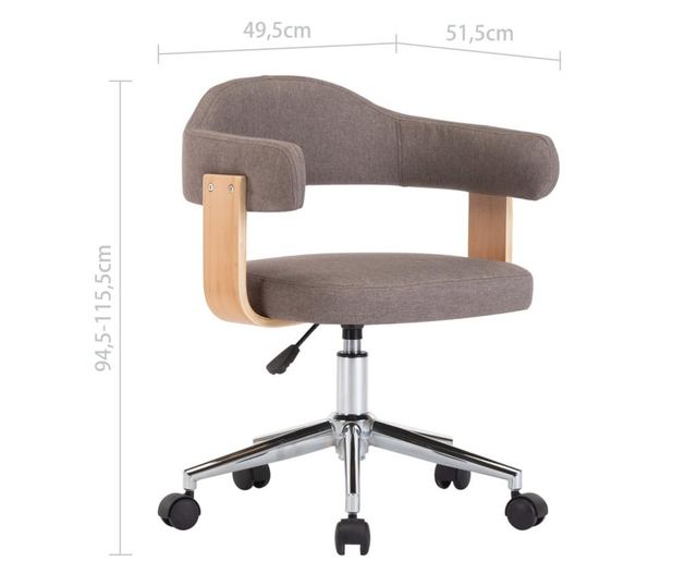 Vrteči jedilni stoli, 2 kosi, sivo taupe, ukrivljen les in tekstil