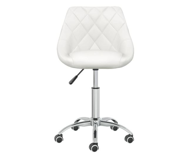 Okretni kuhinjski stolac, bijeli, ekološka koža