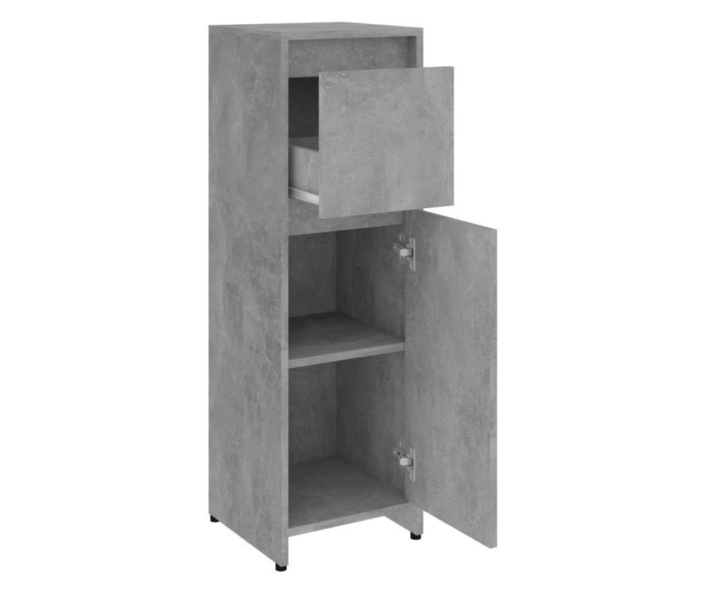 Kupaonski ormarić boja betona 30x30x95 cm od konstruiranog drva - 12