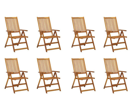 8 db összecsukható tömör akácfa kerti szék párnával