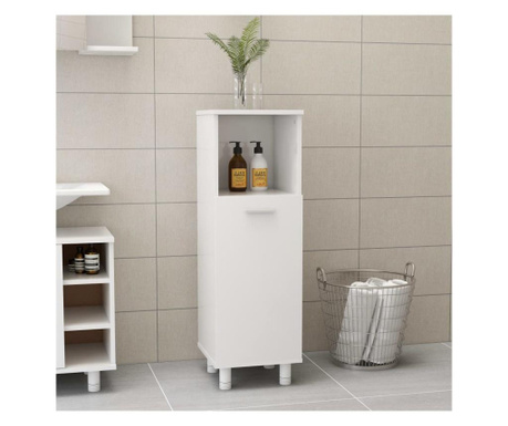 Шкаф за баня, бял гланц, 30x30x95 см, ПДЧ