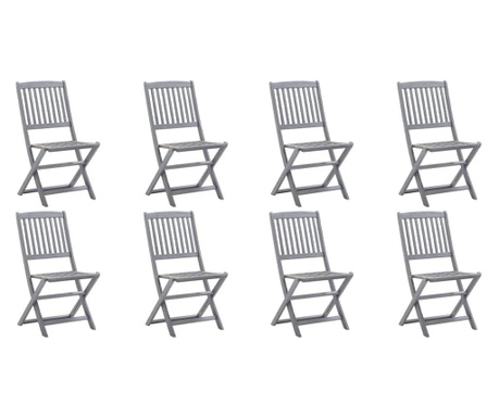 Сгъваеми градински столове, 8 бр, с възглавници, акация масив