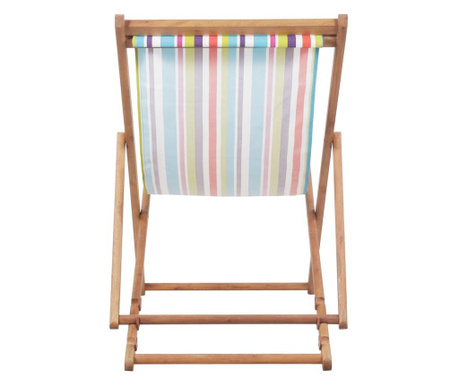 Сгъваем плажен стол, текстил и дървена рамка, многоцветен