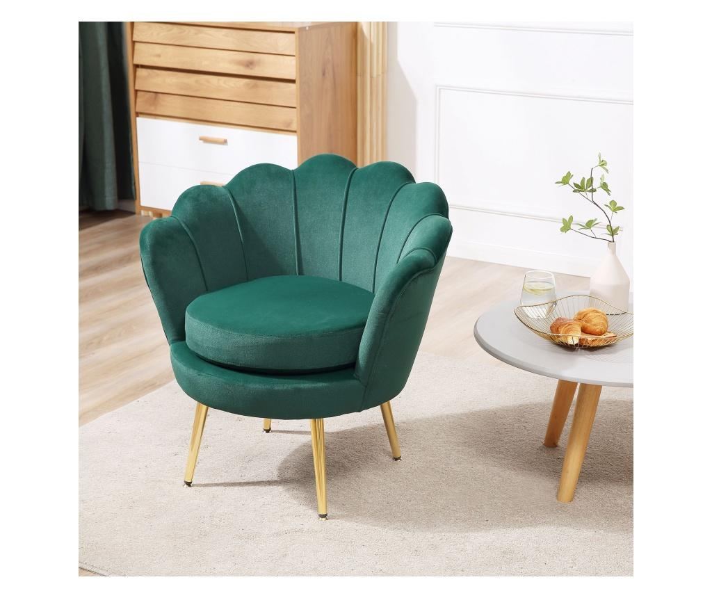 HOMCOM Vintage Fotel Zöld Bársony Dizájnnal, Hálószoba Nappali Szék - 2
