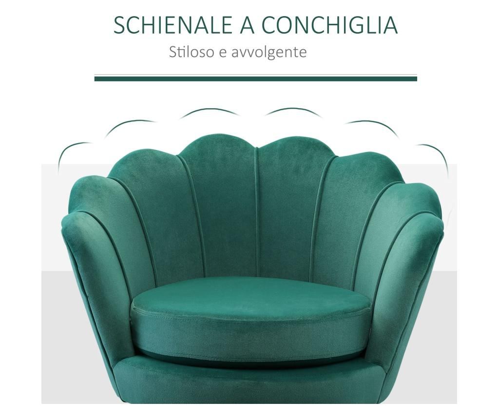 HOMCOM Vintage Fotel Zöld Bársony Dizájnnal, Hálószoba Nappali Szék - 4