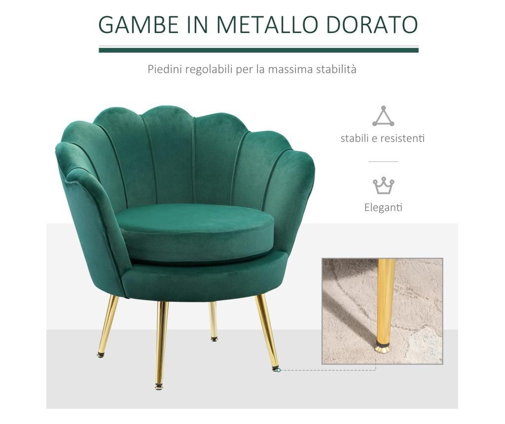 HOMCOM Vintage Fotel Zöld Bársony Dizájnnal, Hálószoba Nappali Szék - 6