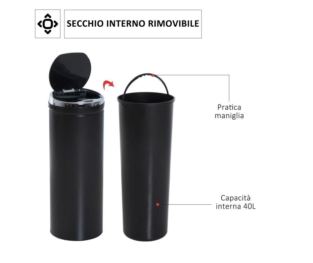 HOMCOM Cos de gunoi Automat cu Senzor cu Infrarosii de 50L din Otel si ABS - 4