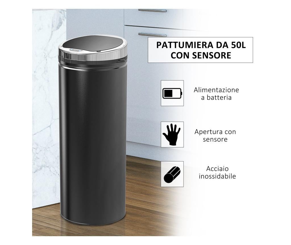 HOMCOM Cos de gunoi Automat cu Senzor cu Infrarosii de 50L din Otel si ABS - 6