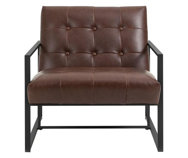 HOMCOM Fotoliu Design Stil Industrial Capitonat si Matlasat din Metal si PU