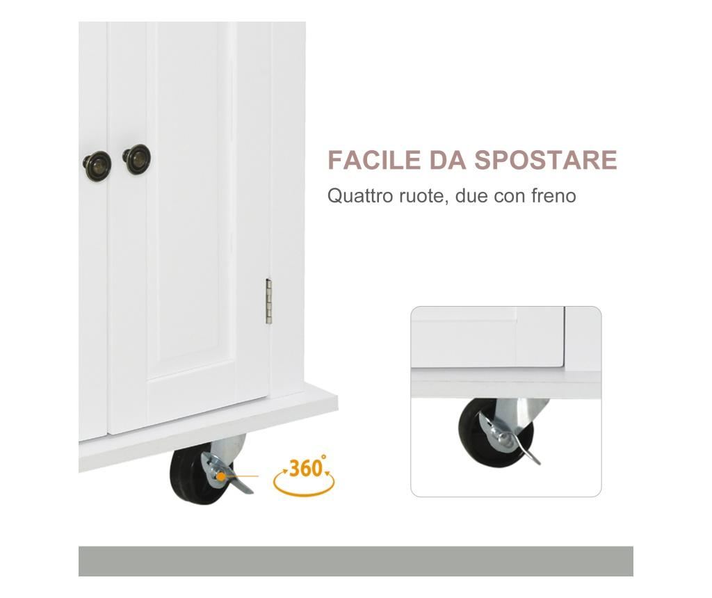 HOMCOM Carucior de bucatarie cu sertare dulapuri cu condimente si 4 roti din lemn - 7