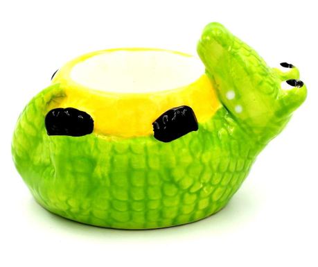 Υποστήριξη αυγού από κεραμικό πράσινο κροκόδειλο