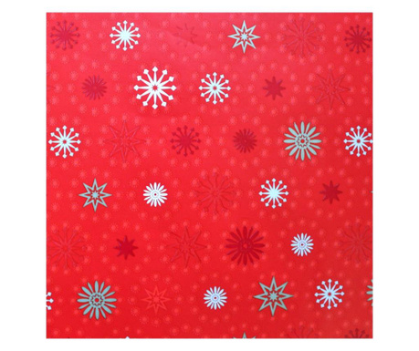 Hârtie ambalat Crăciun 200x70cm fulgi-zăpadă roșu